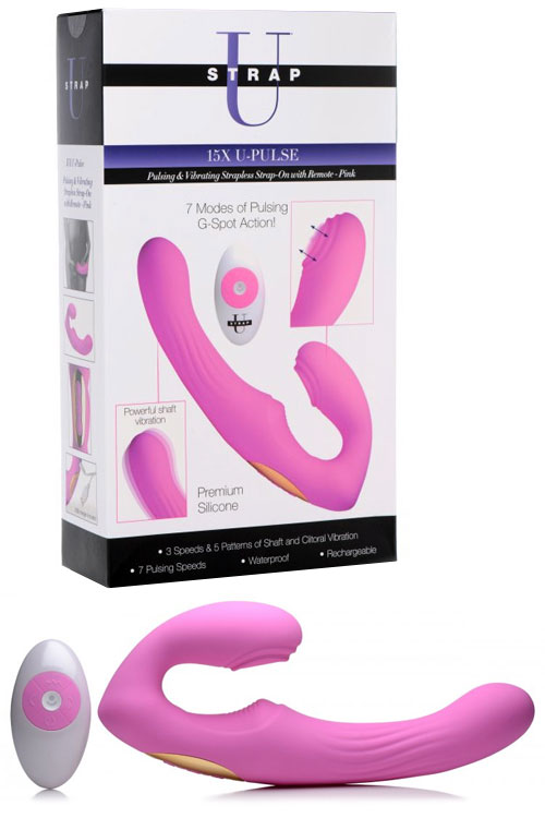 Pulsating & Vibrating Strapless Strap On With Remote