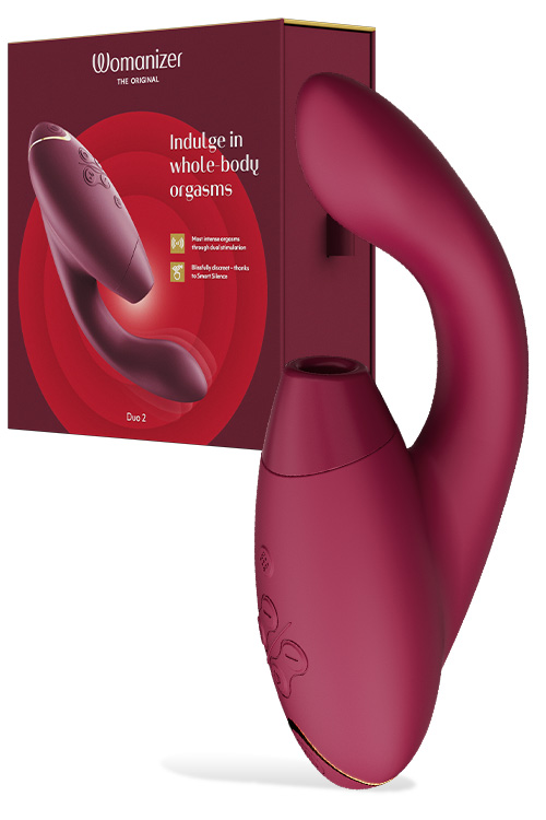 Womanizer Duo 2 Afterglow & Smart Silence Enabled 8&quot; Clitoral Suction Rabbit Vibration