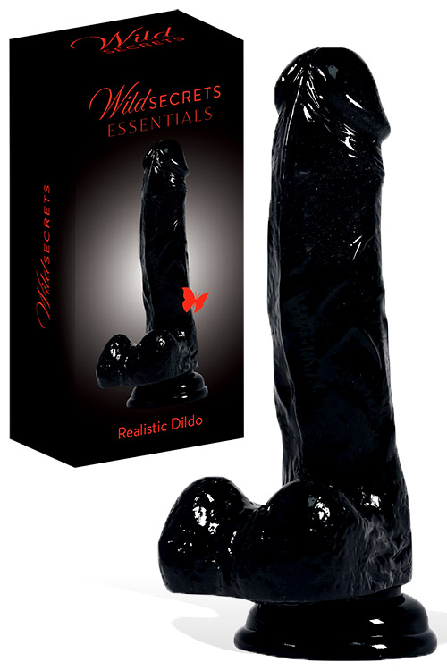 Wild Secrets Essentials 7&quot; Black Realistic Dildo with Suction Cup Base