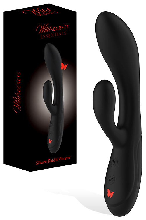 Wild Secrets Essentials 8.7&quot; Black Silicone Rabbit Vibrator