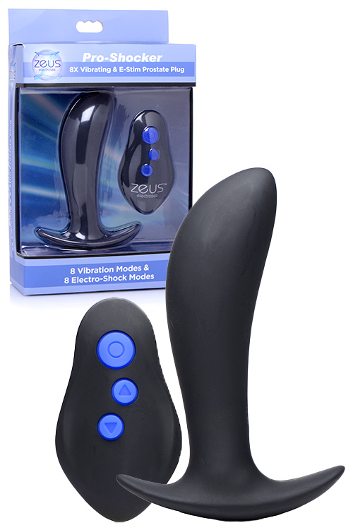 Zeus Pro Shocker 4.7&quot; Vibrating, E Stim Prostate Massager with Remote Control